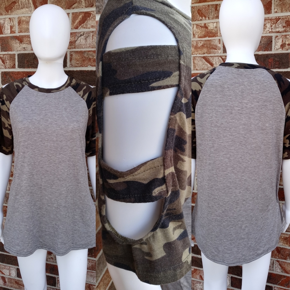 #21-Camo and Gray Top